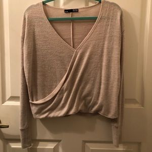 Creme colored wrap look sweater
